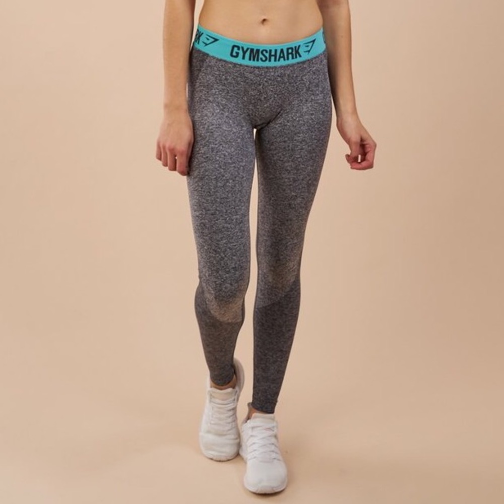 Gymshark Flex Leggings Charcoal Marl/Turquoise